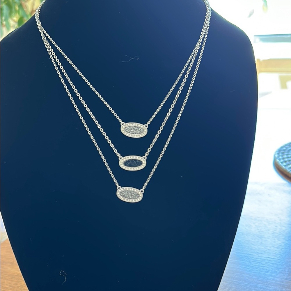 Elegant Silver Triple Layer Necklace